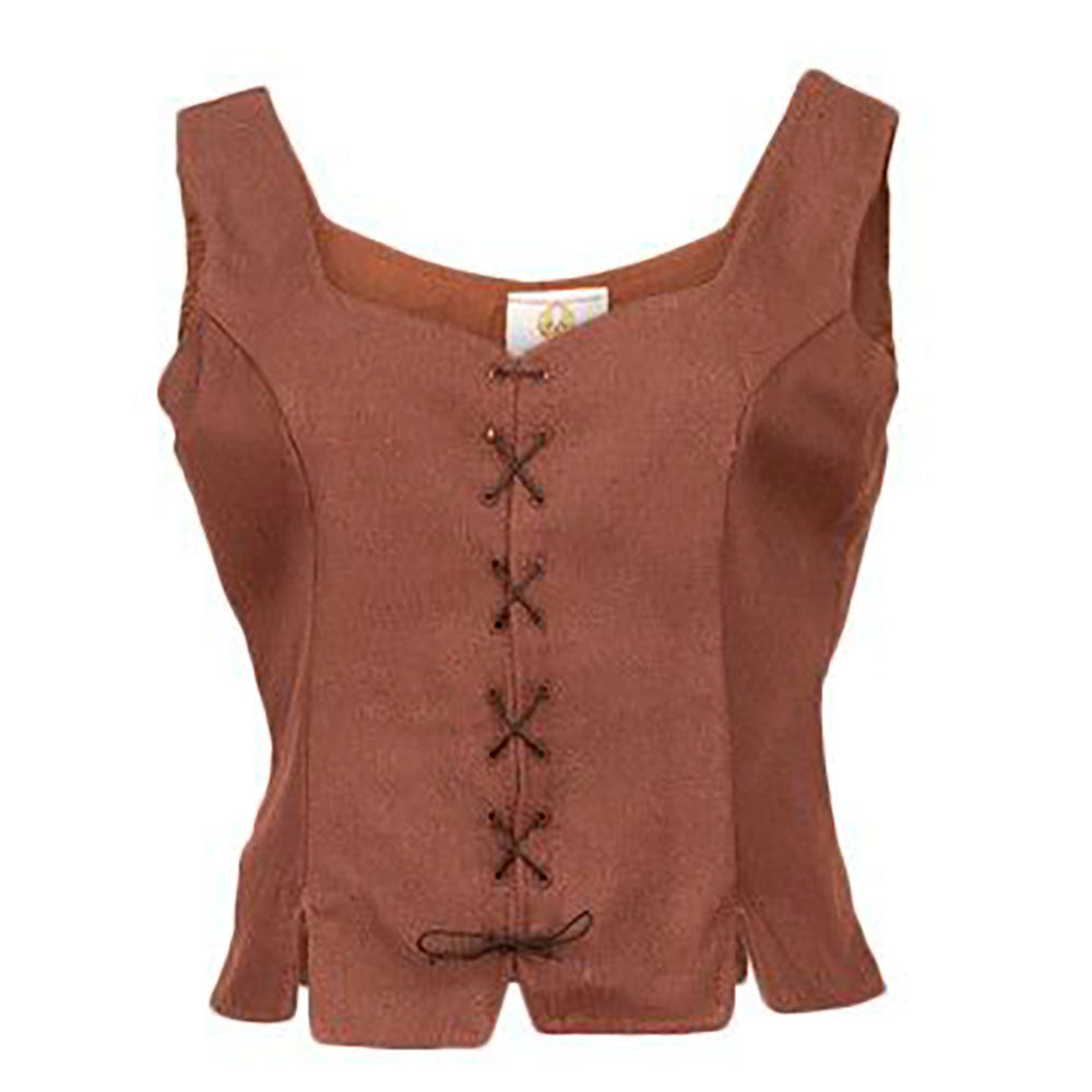 Corpiño medieval mujer Tika en algodón, marrón