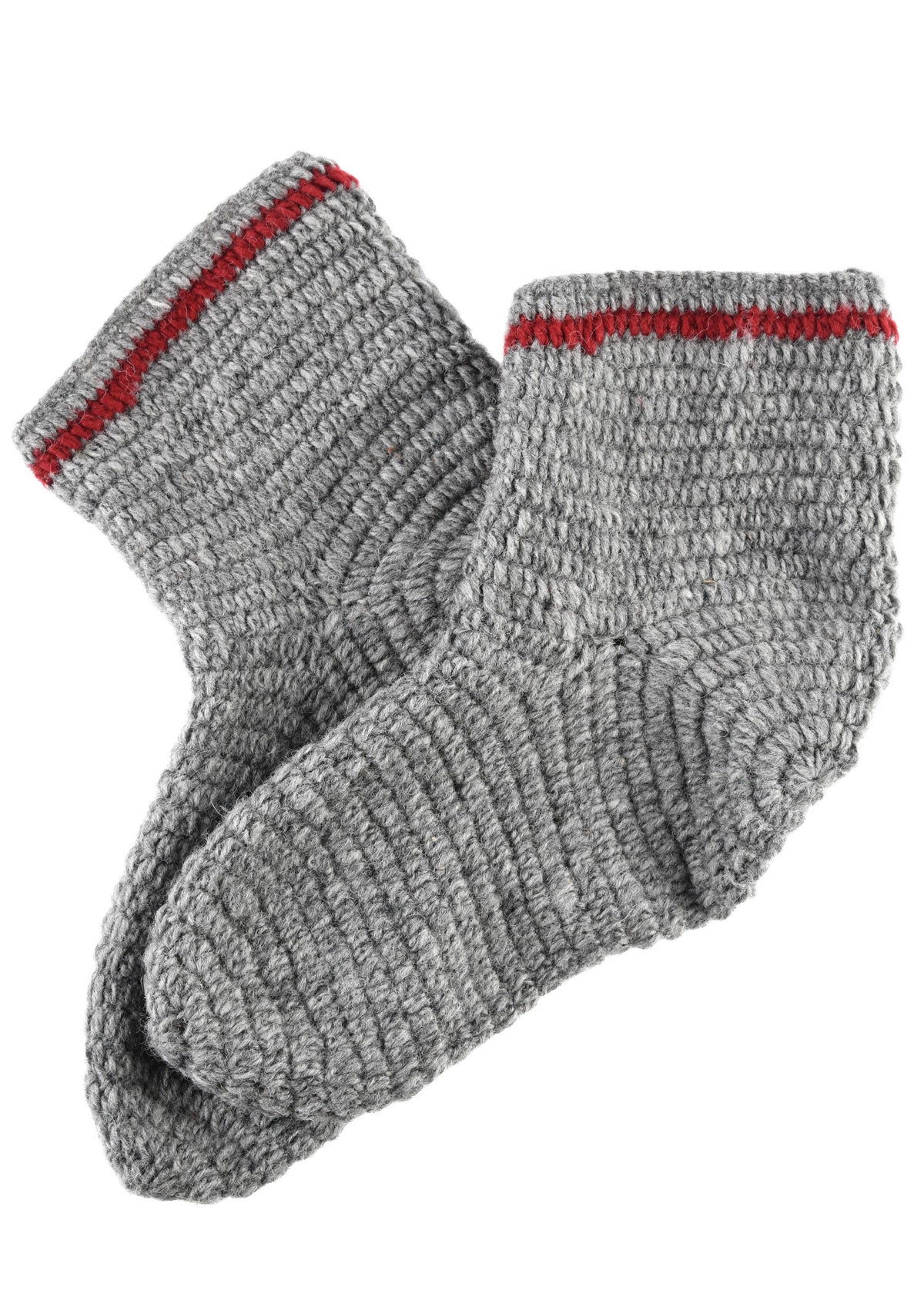 Calcetines de lana Crochet, gris-rojo