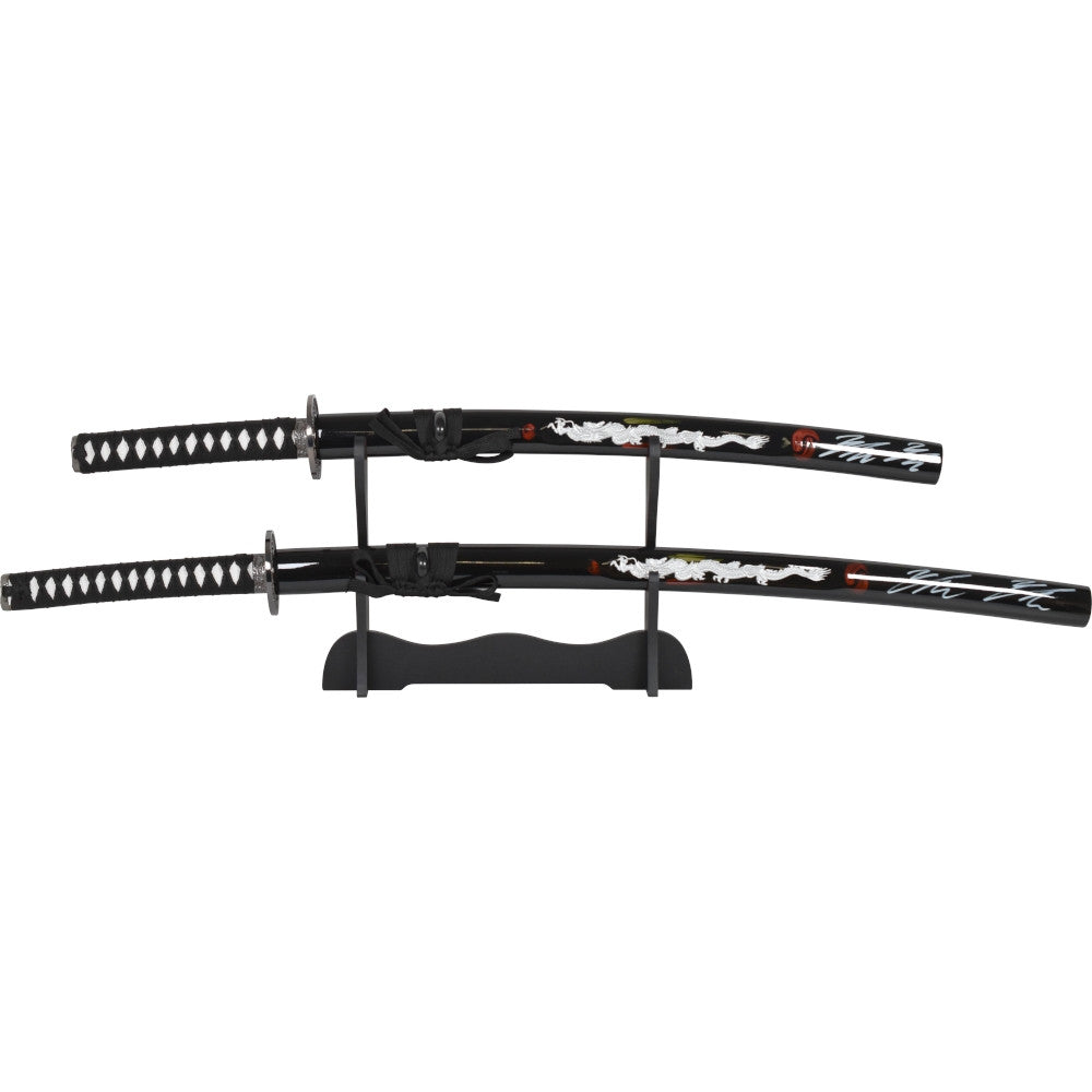 Set Katana y Wakizashi con soporte, diseño dragón