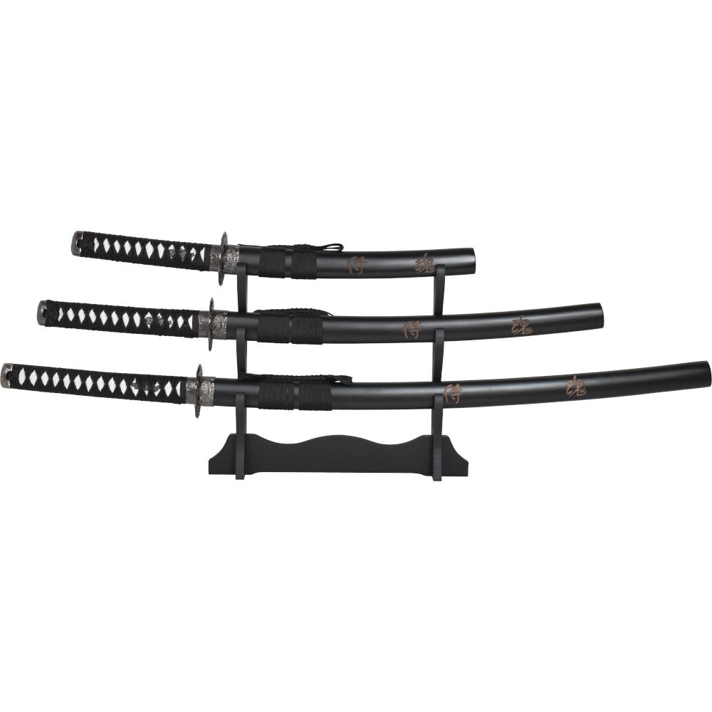 Set Katana Wakizashi y Tanto modelo Samurai, con soporte