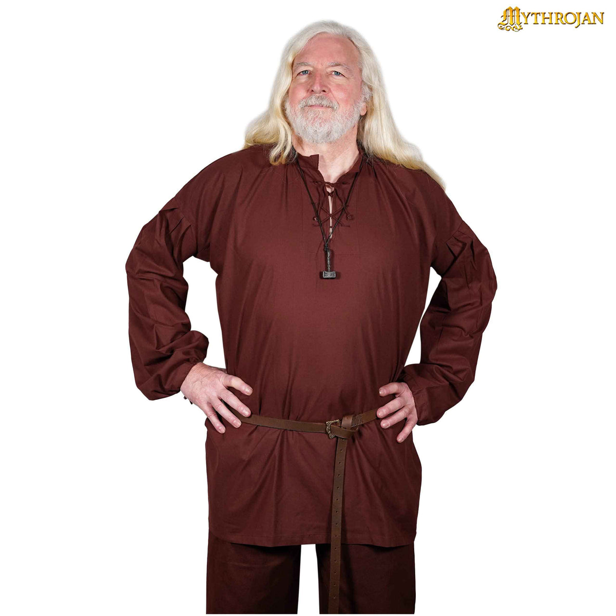 Camisa vikinga algodón modelo Aventurero, color marrón